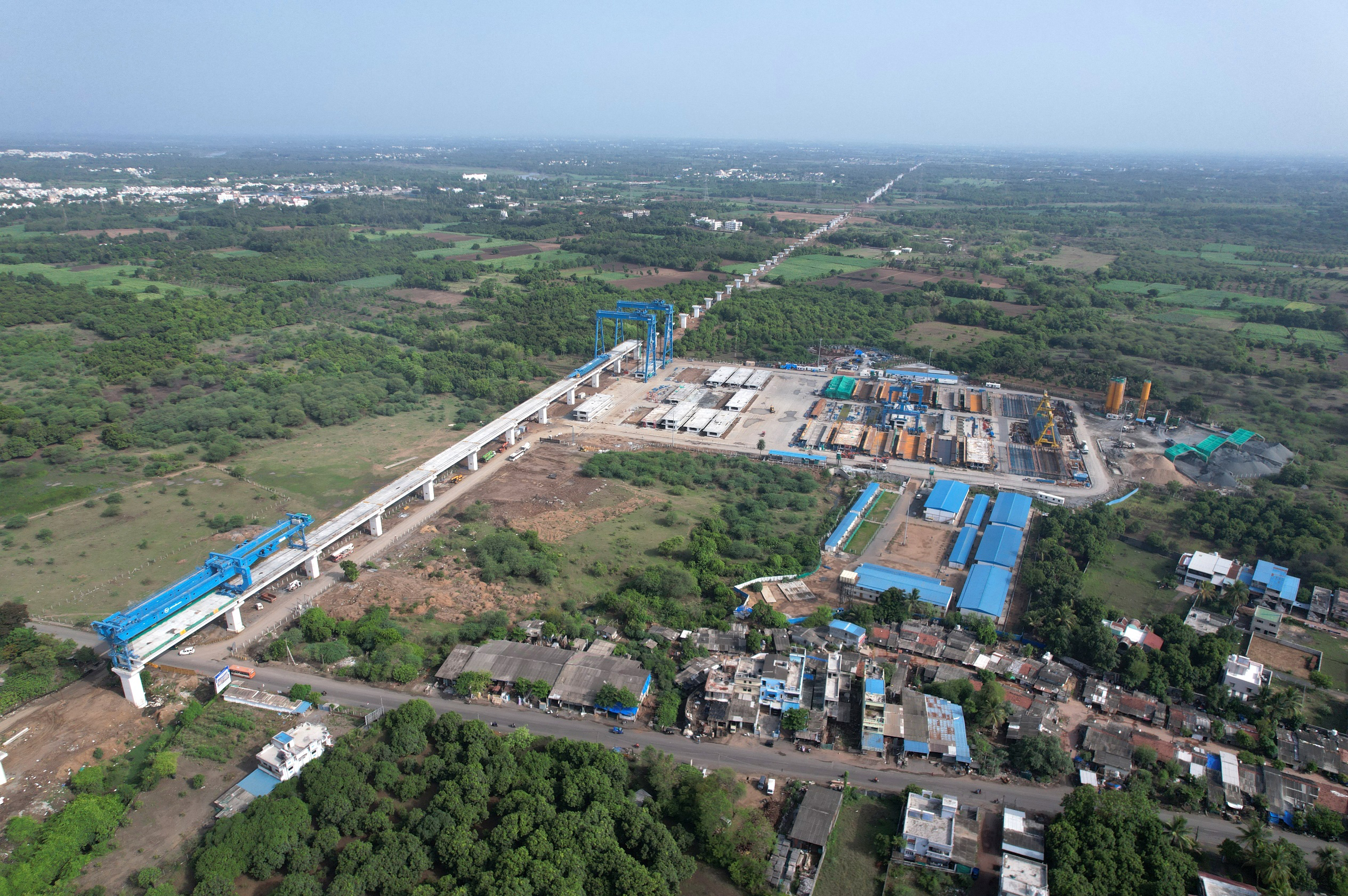 MAHSR Viaduct construction through SBS (Over-slung) method, Ahmedabad District, December 2023 (3)